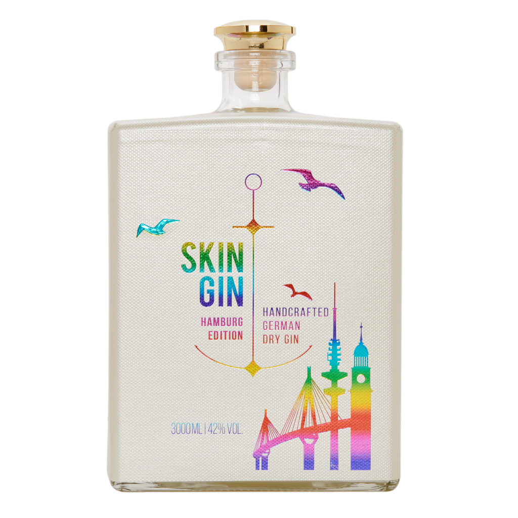 SKIN GIN German Dry Gin ''Hamburg Rainbow Edition'' 3l. Doppelmagnum