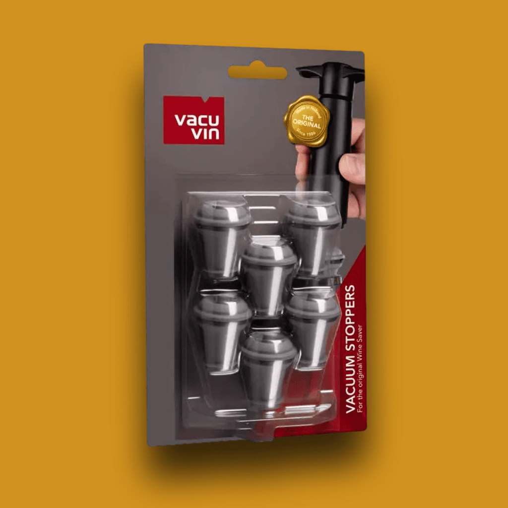 VACU VIN Vakuum Verschlusskappen / Weinstopfen grau 6er Set